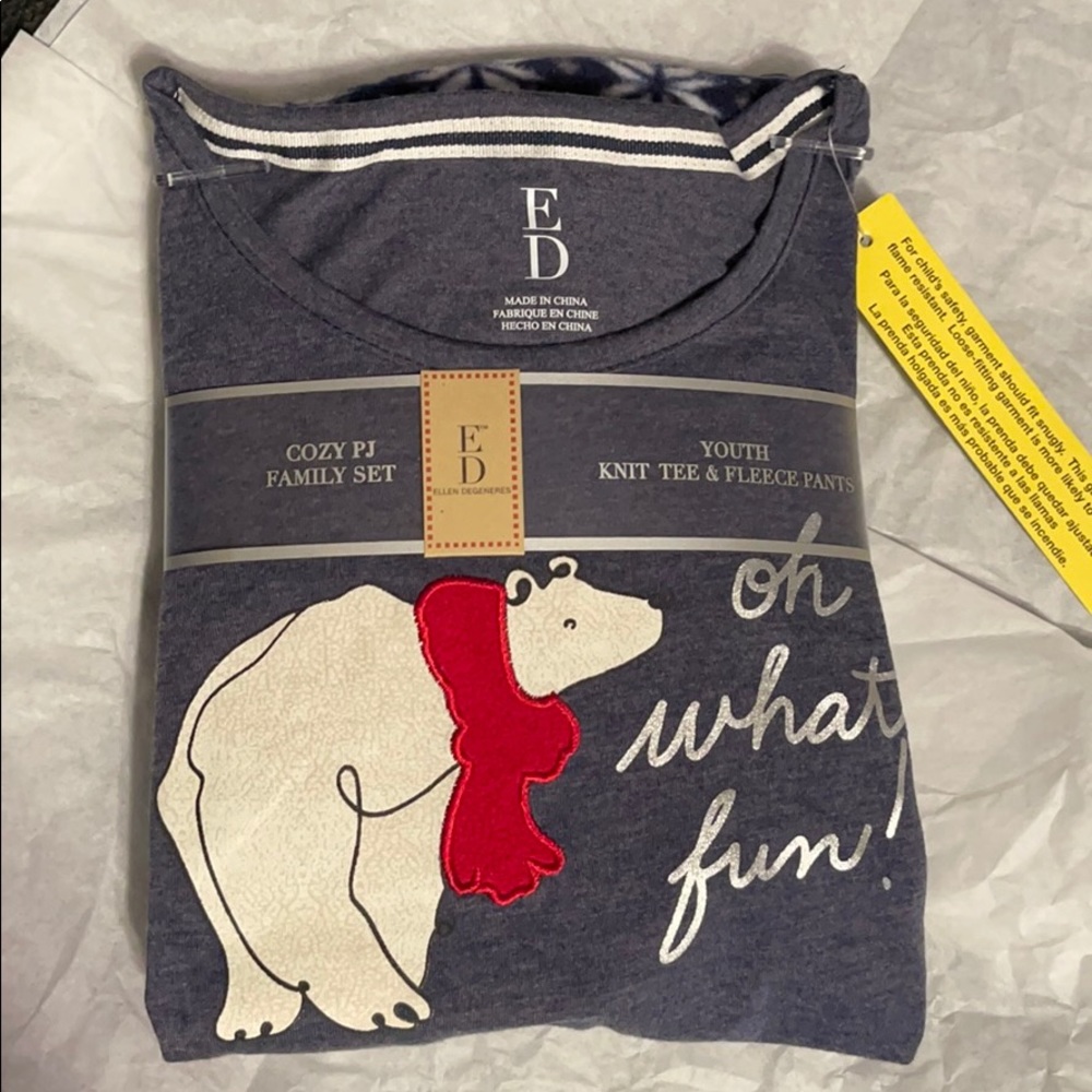 NWT - Pajamas - knit tee & fleece pant - Youth Sz 6-8 M